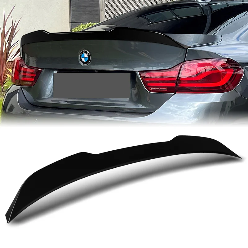 W-Power ABS V-Style Rear Trunk Lip Spoiler Wing For 2014-2020 BMW 4-Series F32 Coupe -Pearl Black - Image 5