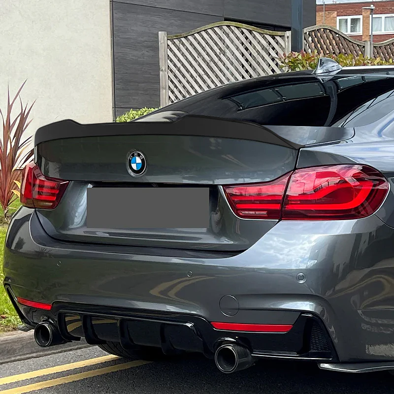 W-Power ABS V-Style Rear Trunk Lip Spoiler Wing For 2014-2020 BMW 4-Series F32 Coupe -Unpainted Matte Black - Image 6