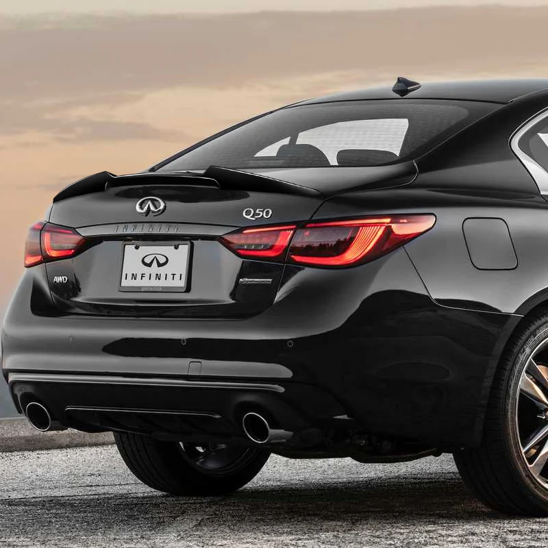 W-Power ABS V-Style Rear Trunk Lip Spoiler Wing For 2014-2022 Infiniti Q50 Sedan -Pearl Black - Image 5