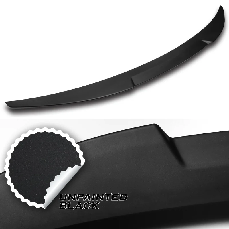 W-Power ABS V-Style Rear Trunk Lip Spoiler Wing For 2014-2022 Infiniti Q50 Sedan -Unpainted Matte Black - Image 2
