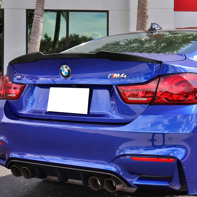W-Power ABS V-Style Rear Trunk Lip Spoiler Wing For 2015-2020 BMW M4 F82 Coupe -Carbon Fiber Look - Image 5