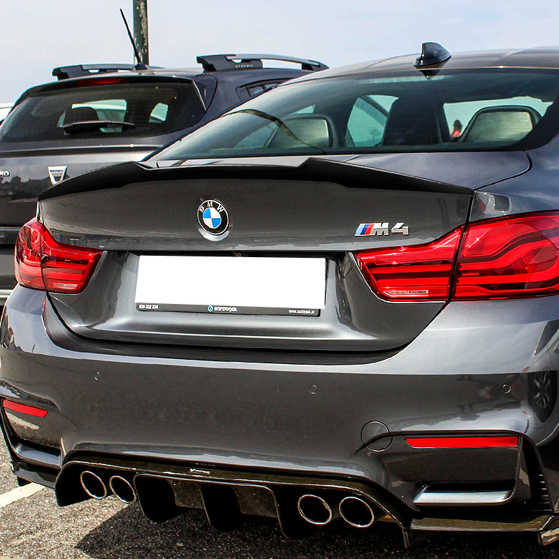 W-Power ABS V-Style Rear Trunk Lip Spoiler Wing For 2015-2020 BMW M4 F82 Coupe -Pearl Black - Image 5