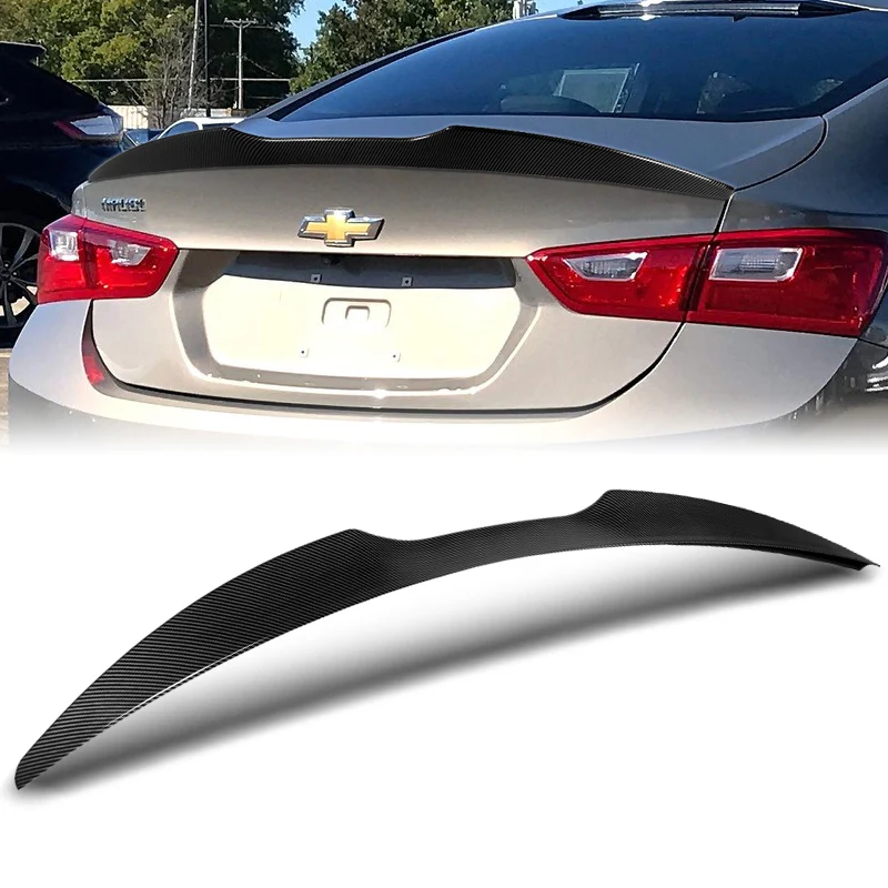 W-Power ABS V-Style Rear Trunk Lip Spoiler Wing For 2016-2024 Chevrolet Malibu -Carbon Fiber Look - Image 5