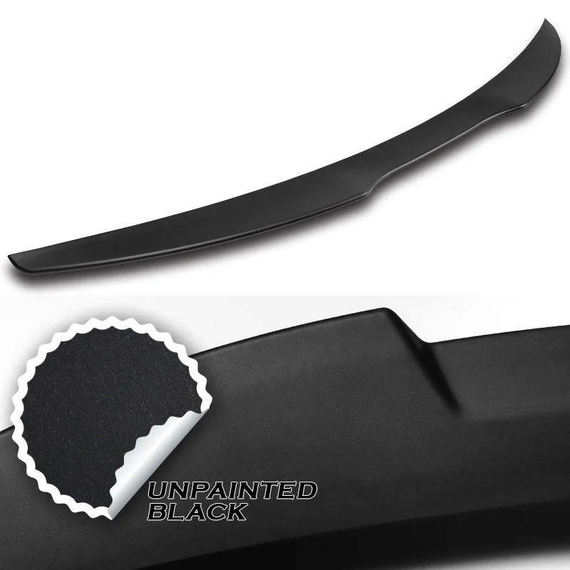 W-Power ABS V-Style Rear Trunk Lip Spoiler Wing For 2016-2024 Chevrolet Malibu -Unpainted Matte Black - Image 3