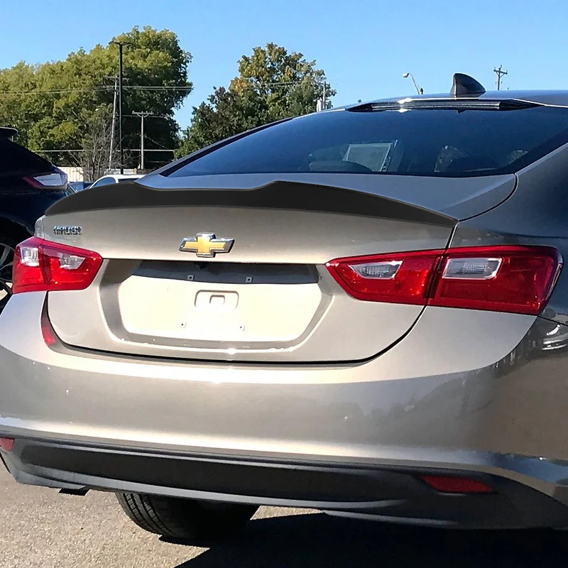 W-Power ABS V-Style Rear Trunk Lip Spoiler Wing For 2016-2024 Chevrolet Malibu -Unpainted Matte Black - Image 5