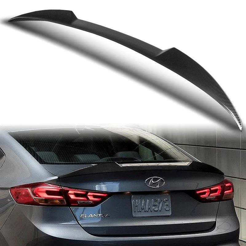 W-Power ABS V-Style Rear Trunk Lip Spoiler Wing For 2017-2018 Hyundai Elantra -Carbon Fiber Look - Image 5