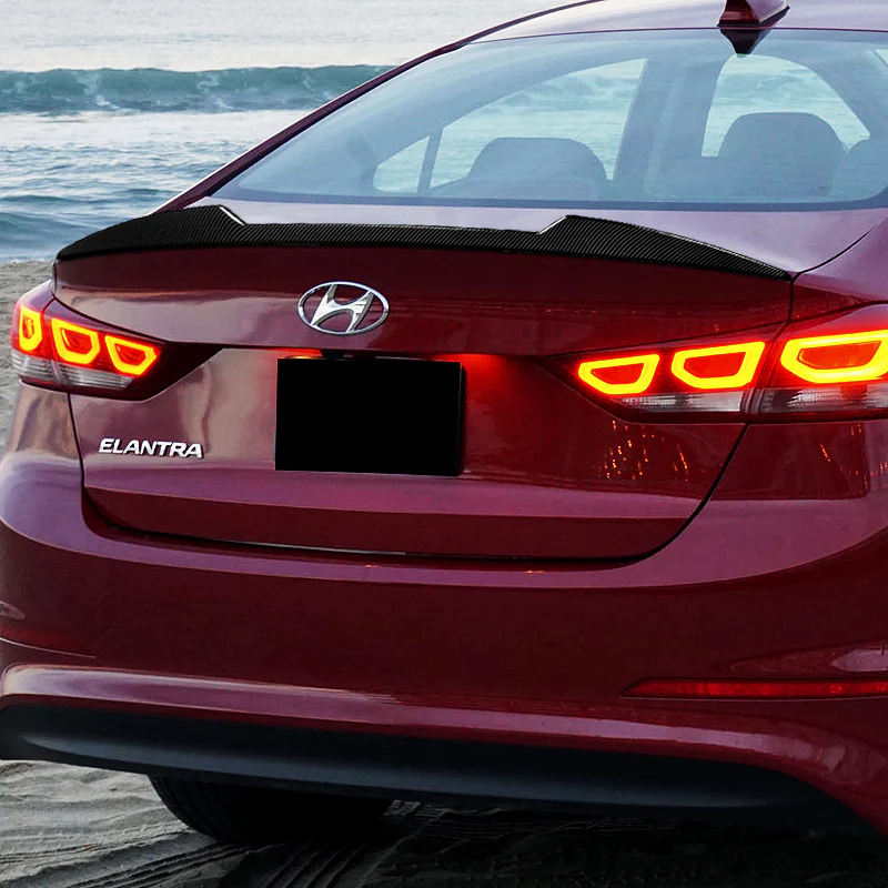 W-Power ABS V-Style Rear Trunk Lip Spoiler Wing For 2017-2018 Hyundai Elantra -Carbon Fiber Look - Image 6