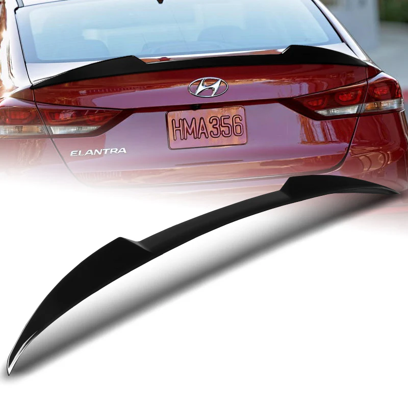 W-Power ABS V-Style Rear Trunk Lip Spoiler Wing For 2017-2018 Hyundai Elantra -Pearl Black - Image 5