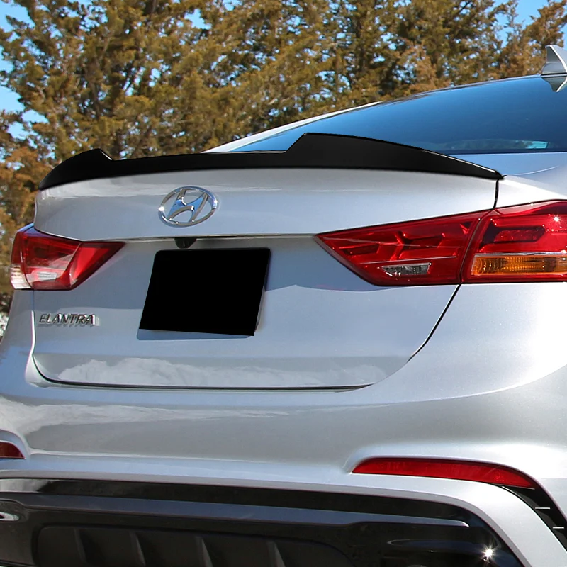 W-Power ABS V-Style Rear Trunk Lip Spoiler Wing For 2017-2018 Hyundai Elantra -Pearl Black - Image 6