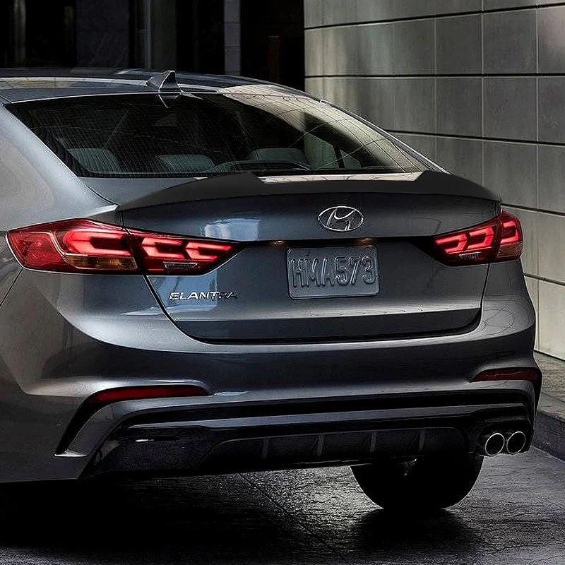 W-Power ABS V-Style Rear Trunk Lip Spoiler Wing For 2017-2018 Hyundai Elantra -Unpainted Matte Black - Image 6