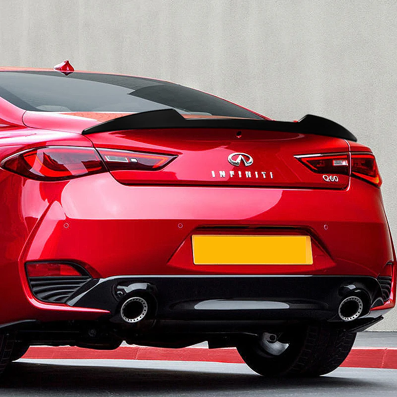 W-Power ABS V-Style Rear Trunk Lip Spoiler Wing For 2017-2022 Infiniti Q60 Coupe -Pearl Black - Image 5
