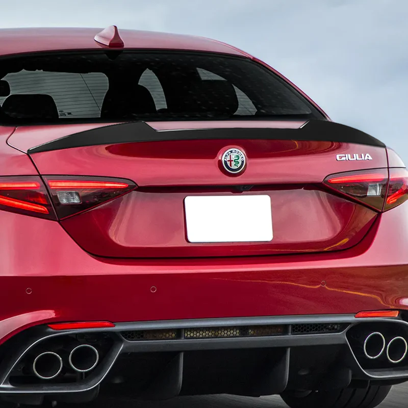 W-Power ABS V-Style Rear Trunk Lip Duckbill Spoiler Wing For 2017-2023 Alfa Romeo Giulia -Unpainted Matte Black - Image 6