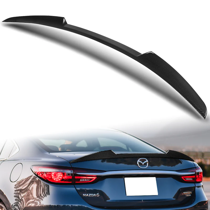 W-Power ABS V-Style Rear Trunk Lip Spoiler Wing For 2018-2021 Mazda 6 Mazda6 -Carbon Fiber Look - Image 5