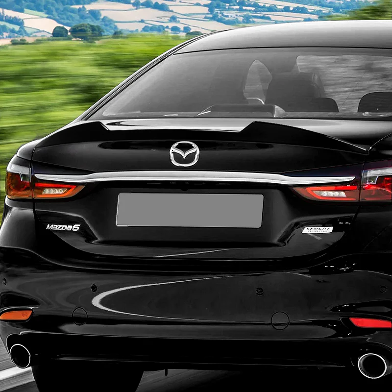 W-Power ABS V-Style Rear Trunk Lip Spoiler Wing For 2018-2021 Mazda 6 Mazda6 -Pearl Black - Image 5
