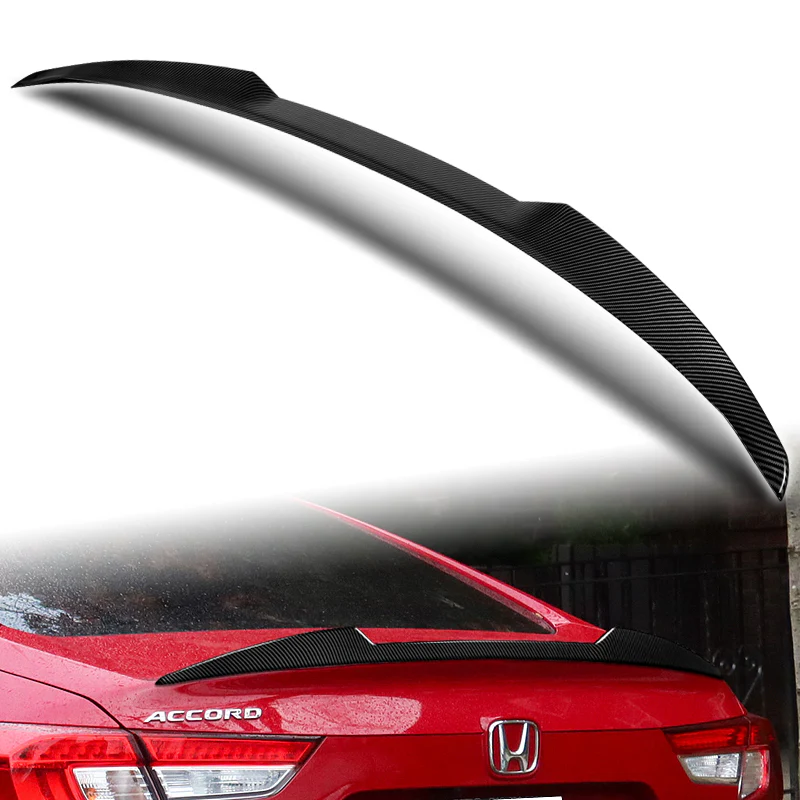 W-Power ABS V-Style Rear Trunk Lip Spoiler Wing For 2018-2022 Honda Accord Sedan 4DR -Carbon Fiber Look - Image 5