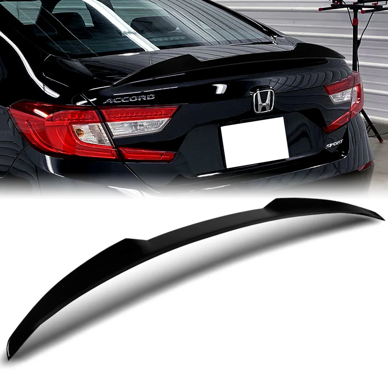 W-Power ABS V-Style Rear Trunk Lip Spoiler Wing For 2018-2022 Honda Accord Sedan 4DR -Pearl Black - Image 5