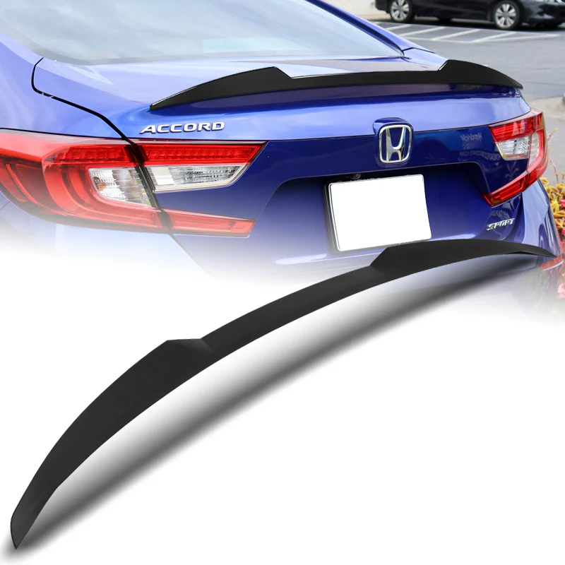 W-Power ABS V-Style Rear Trunk Lip Spoiler Wing For 2018-2022 Honda Accord Sedan 4DR -Unpainted Matte Black - Image 5