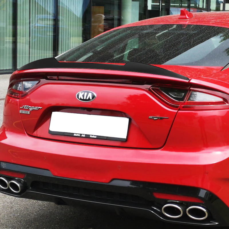 W-Power ABS V-Style Duckbill Rear Trunk Lip Spoiler Wing For 2018-2023 Kia Stinger -Unpainted Matte Black - Image 5