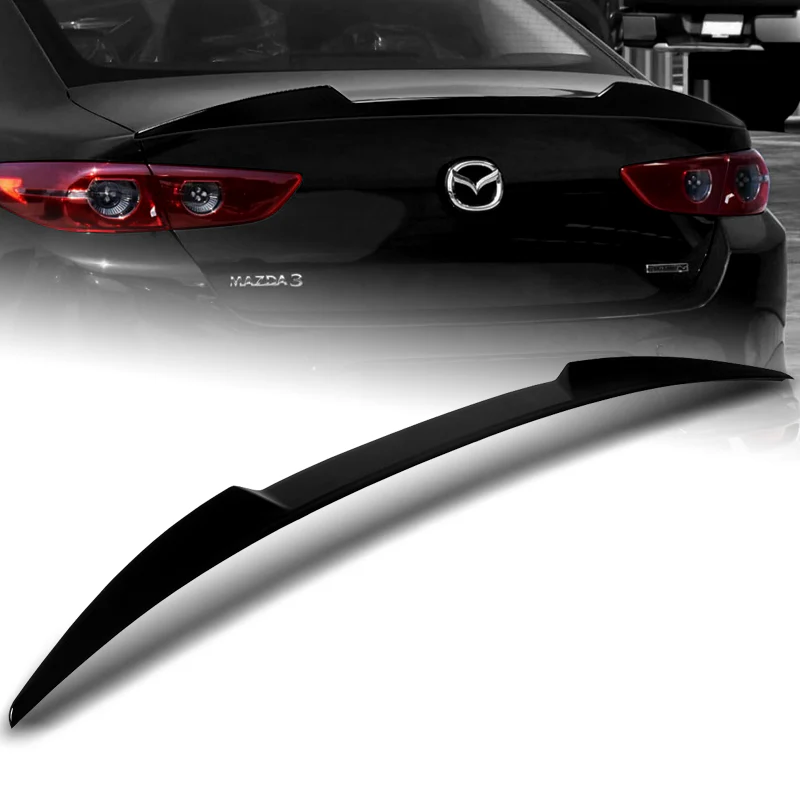 W-Power ABS V-Style Rear Trunk Lip Spoiler Wing For 2019-2023 Mazda 3 Sedan 4DR -Pearl Black - Image 5