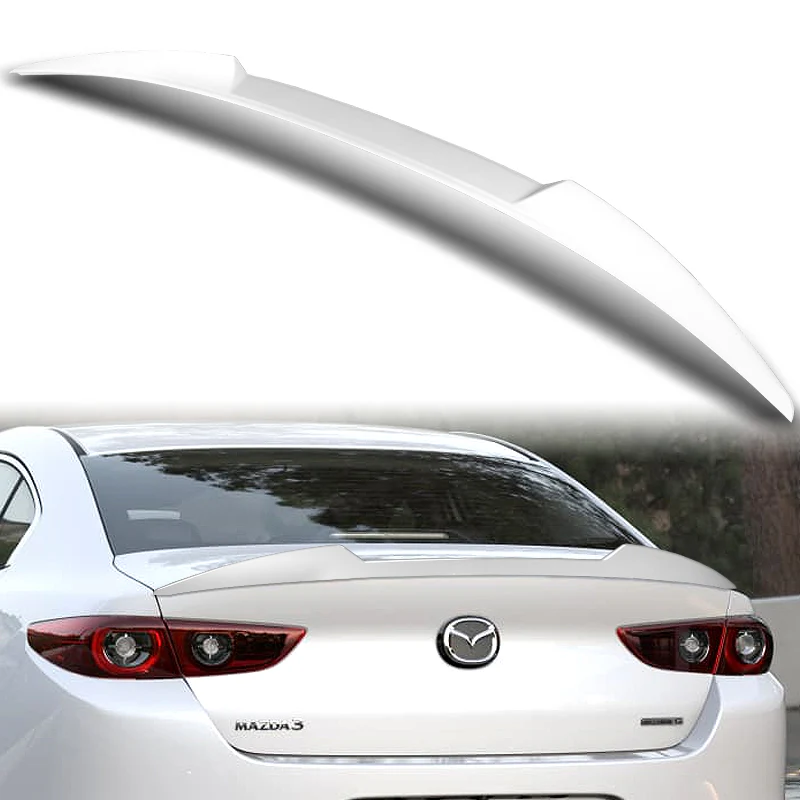 W-Power ABS V-Style Rear Trunk Lip Spoiler Wing For 2019-2023 Mazda 3 Sedan 4DR -Pearl White - Image 5