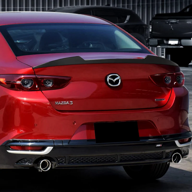 W-Power ABS V-Style Rear Trunk Lip Spoiler Wing For 2019-2023 Mazda 3 Sedan 4DR -Unpainted Matte Black - Image 7