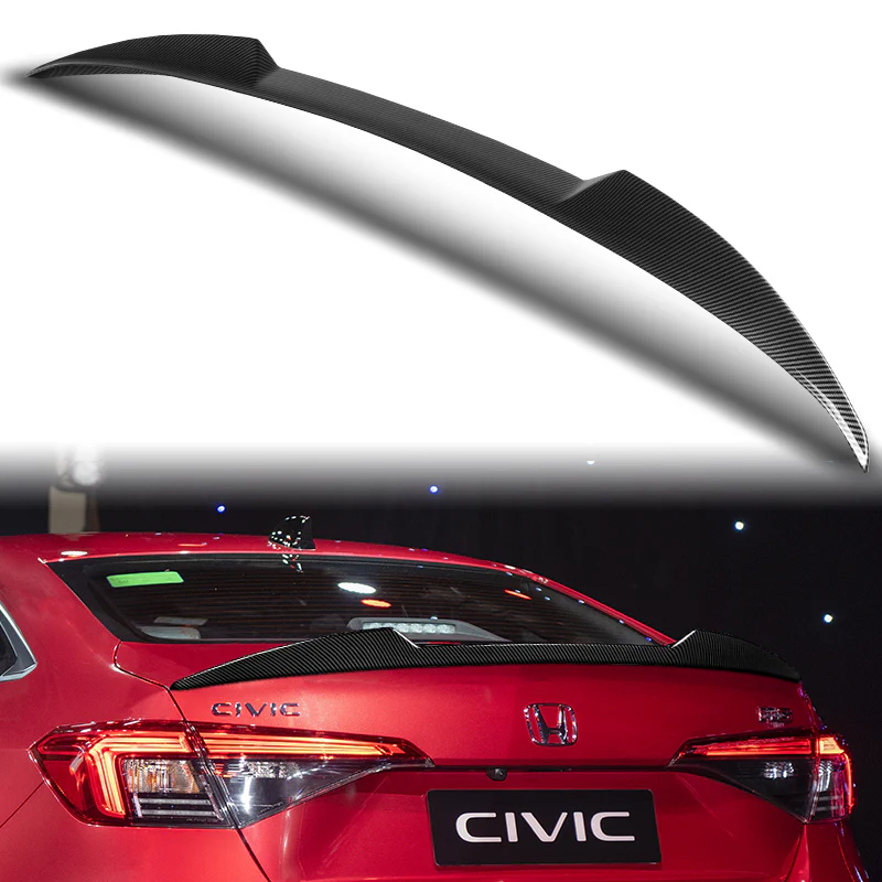 W-Power ABS V-Style Rear Trunk Lip Spoiler Wing For 2022-2025 Honda Civic Sedan -Carbon Fiber Look - Image 6