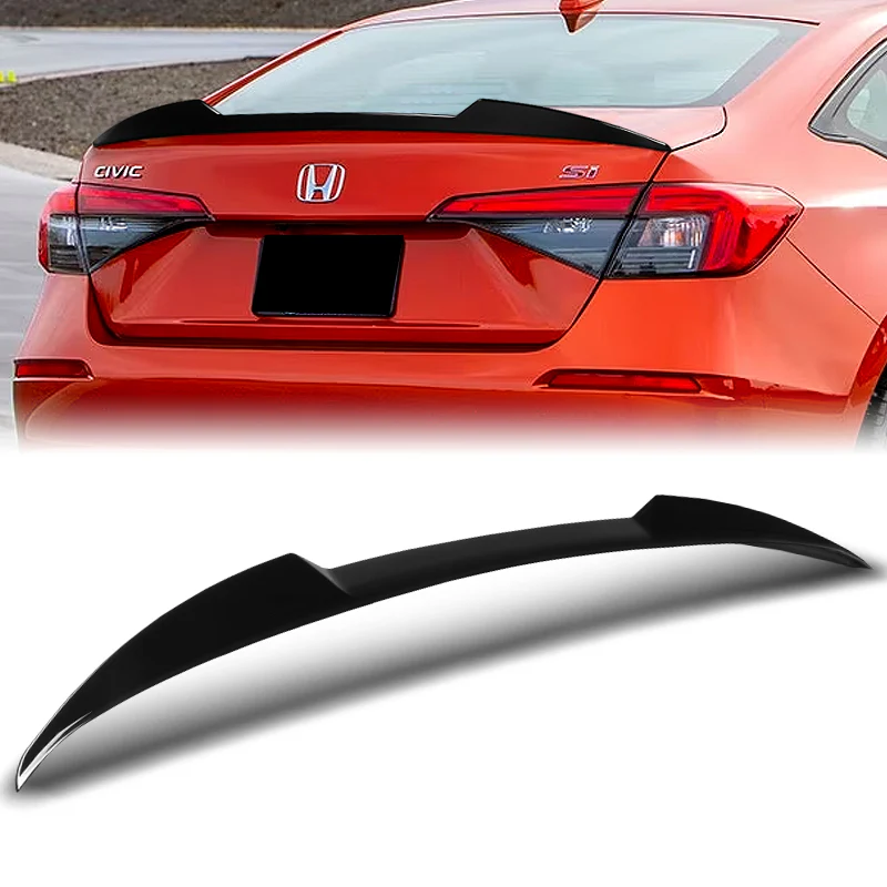 W-Power ABS V-Style Rear Trunk Lip Spoiler Wing For 2022-2025 Honda Civic Sedan -Pearl Black - Image 5