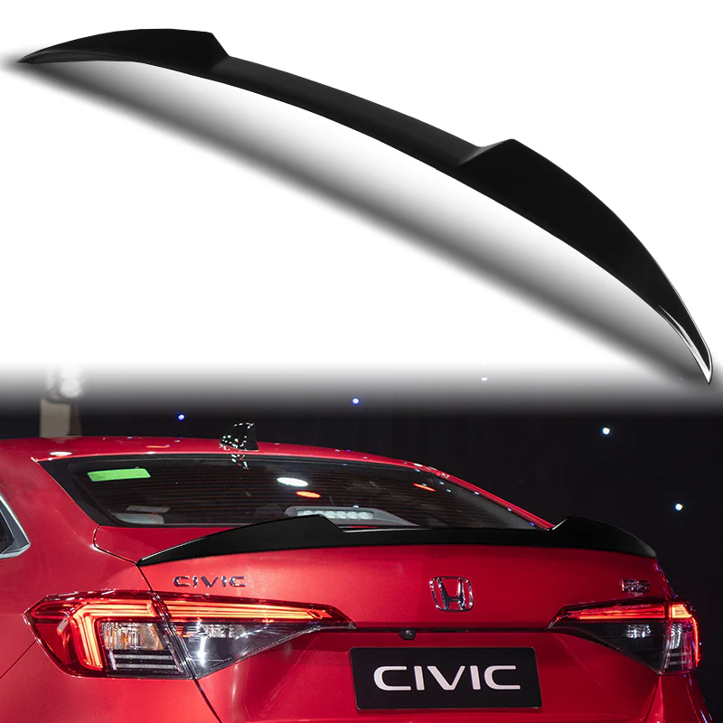 W-Power ABS V-Style Rear Trunk Lip Spoiler Wing For 2022-2025 Honda Civic Sedan -Pearl Black - Image 6