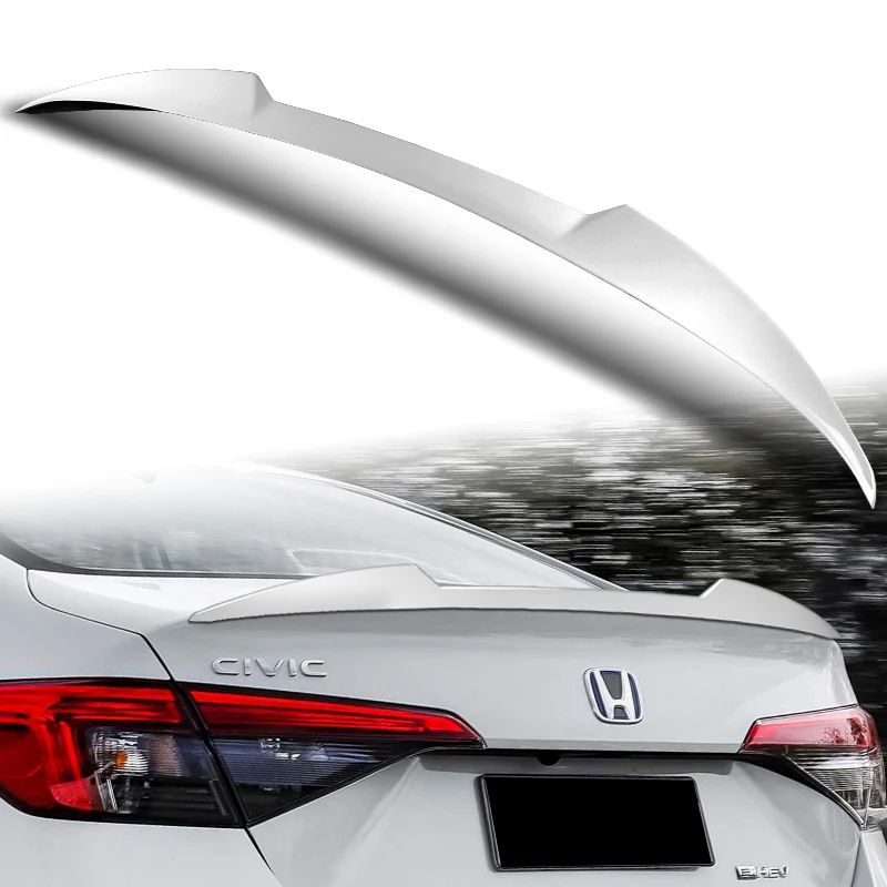 W-Power ABS V-Style Rear Trunk Lip Spoiler Wing For 2022-2025 Honda Civic Sedan -Pearl White - Image 5