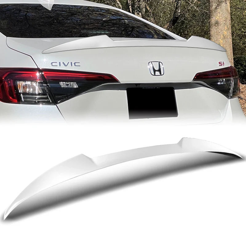 W-Power ABS V-Style Rear Trunk Lip Spoiler Wing For 2022-2025 Honda Civic Sedan -Pearl White - Image 6