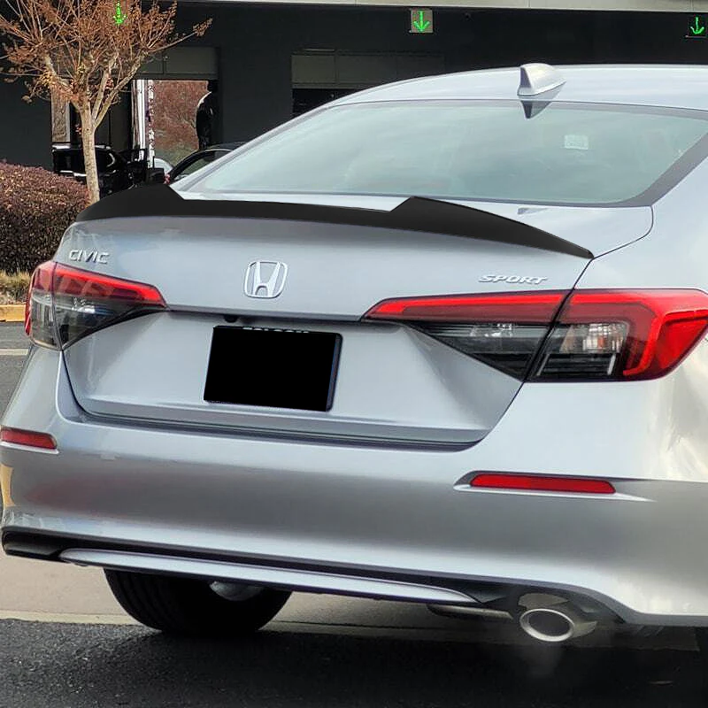 W-Power ABS V-Style Rear Trunk Lip Spoiler Wing For 2022-2025 Honda Civic Sedan -Unpainted Matte Black - Image 6