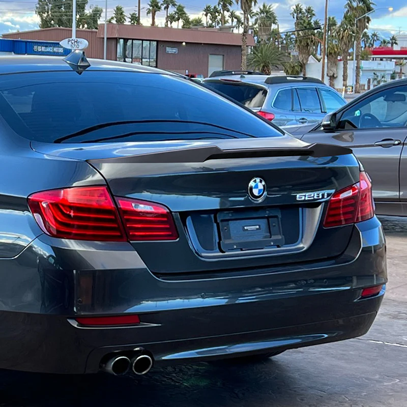 W-Power ABS V-Style Rear Trunk Lip Spoiler Wing For 2011-2016 BMW 5-Series/M5 F10 F18  -Unpainted Matte Black - Image 5