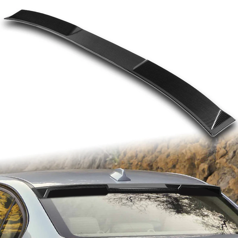 W-Power ABS VIP-Style Rear Widow Roof Visor Wing Spoiler For 2006 - 2011 BMW 3-Series E90 M3 Sedan -Carbon Fiber Look - Image 5