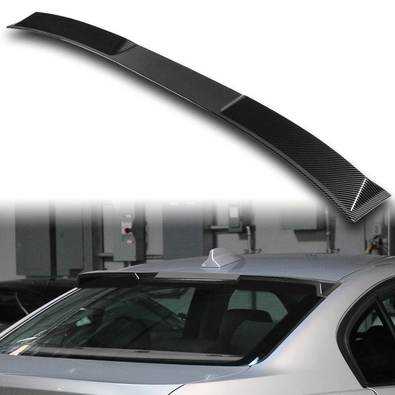 W-Power ABS VIP-Style Rear Widow Roof Visor Wing Spoiler For 2006 - 2011 BMW 3-Series E90 M3 Sedan -Carbon Fiber Look - Image 7