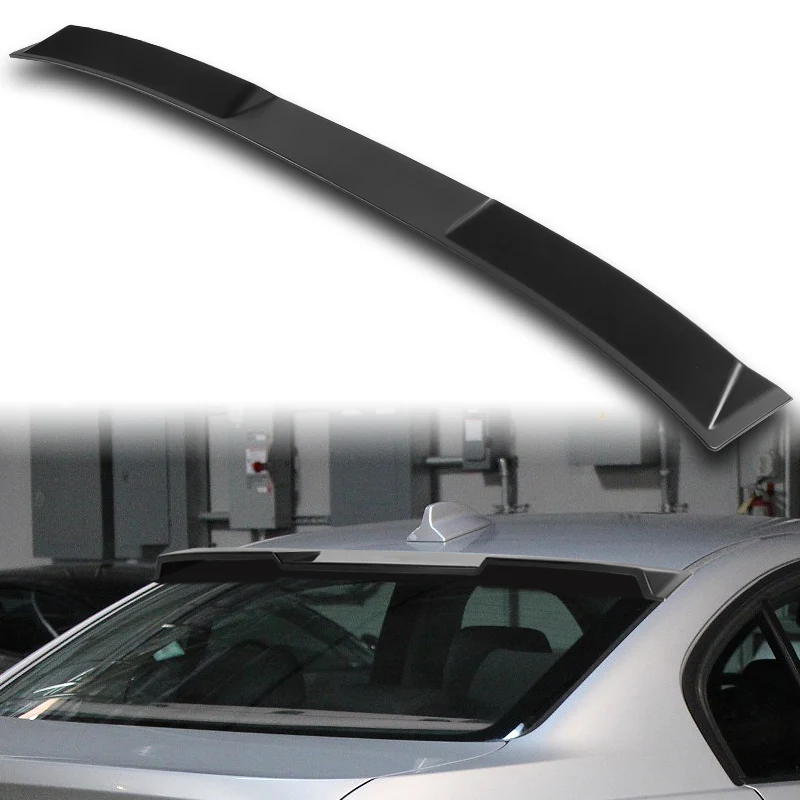 W-Power ABS VIP-Style Rear Widow Roof Visor Wing Spoiler For 2006 - 2011 BMW 3-Series E90 M3 Sedan -Unpainted Matte Black - Image 6