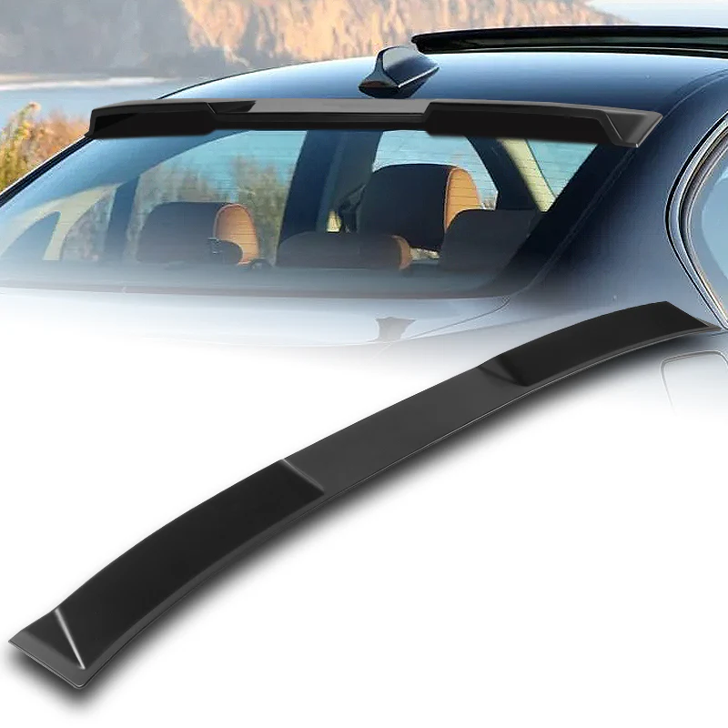 W-Power ABS VIP-Style Rear Widow Roof Visor Wing Spoiler For 2006 - 2011 BMW 3-Series E90 M3 Sedan -Unpainted Matte Black - Image 7