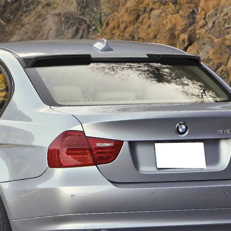 W-Power ABS VIP-Style Rear Widow Roof Visor Wing Spoiler For 2006 - 2011 BMW 3-Series E90 M3 Sedan -Unpainted Matte Black - Image 8