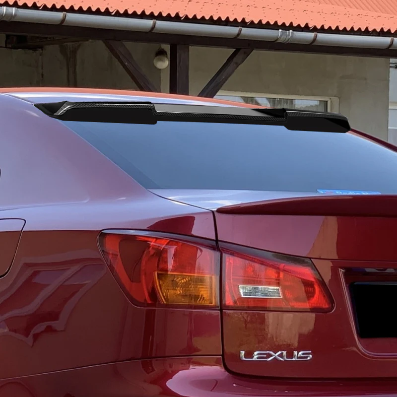 W-Power ABS VIP-Style Rear Widow Roof Visor Wing Spoiler For 2006-2013 Lexus IS250 IS350 IS-F Sedan -Carbon Fiber Look - Image 5