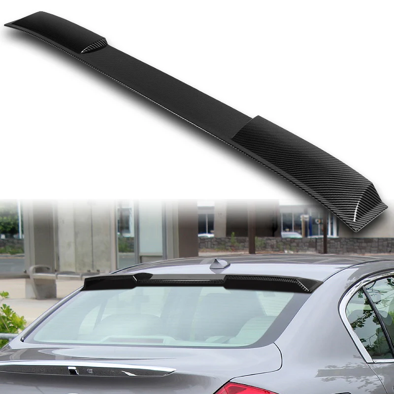 W-Power ABS VIP-Style Rear Widow Roof Visor Wing Spoiler For 2007 - 2015 Infiniti G25 / G35 / G37 / Q40 Sedan -Carbon Fiber Look - Image 7
