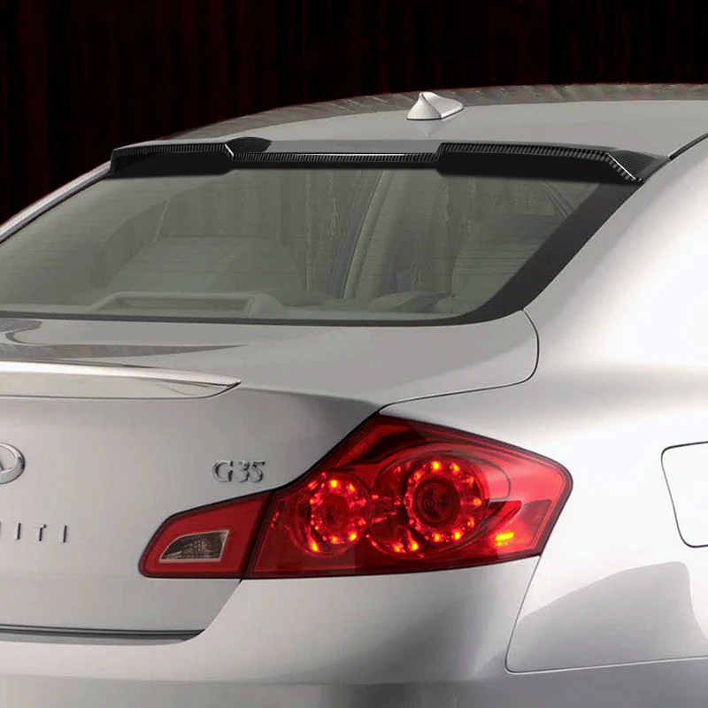W-Power ABS VIP-Style Rear Widow Roof Visor Wing Spoiler For 2007 - 2015 Infiniti G25 / G35 / G37 / Q40 Sedan -Carbon Fiber Look - Image 8