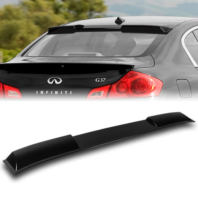 W-Power ABS VIP-Style Rear Widow Roof Visor Wing Spoiler For 2007 - 2015 Infiniti G25 / G35 / G37 / Q40 Sedan -Pearl Black - Image 5