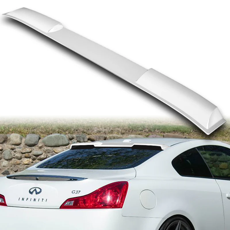 W-Power ABS VIP-Style Rear Widow Roof Visor Wing Spoiler For 2008 - 2013 Infiniti G37 Coupe -Pearl White - Image 6