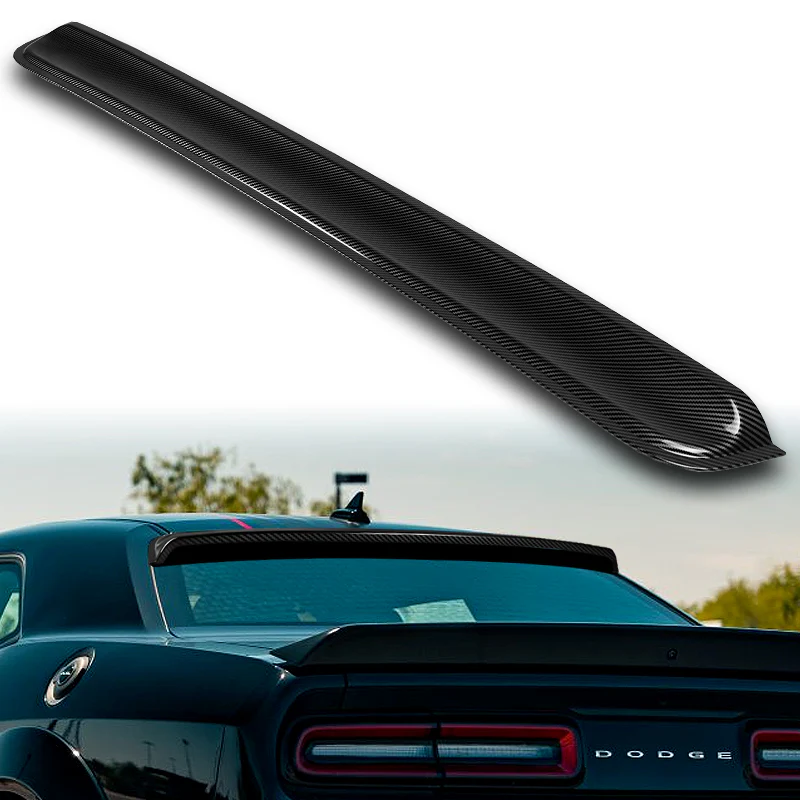 W-Power ABS VIP-Style Rear Widow Roof Visor Wing Spoiler For 2008 - 2023 Dodge Challenger -Carbon Fiber Look - Image 5