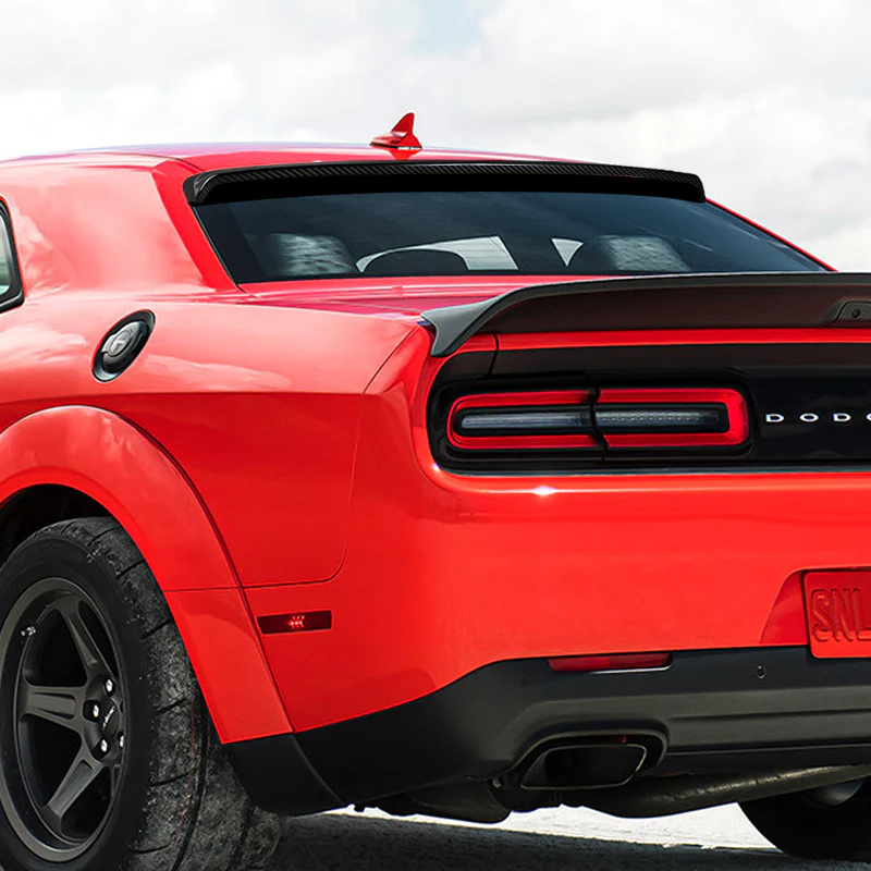 W-Power ABS VIP-Style Rear Widow Roof Visor Wing Spoiler For 2008 - 2023 Dodge Challenger -Carbon Fiber Look - Image 7