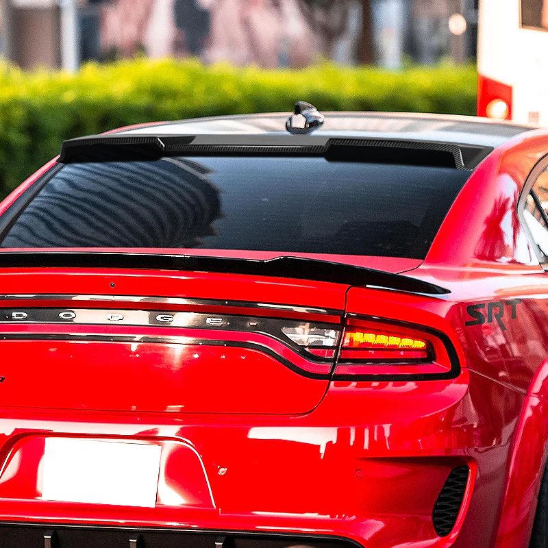 W-Power ABS VIP-Style Rear Widow Roof Visor Wing Spoiler For 2011 - 2023 Dodge Charger -Carbon Fiber Look - Image 8