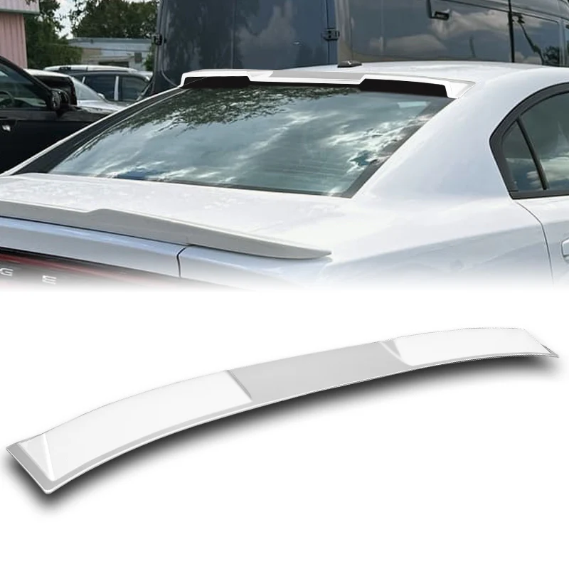 W-Power ABS VIP-Style Rear Widow Roof Visor Wing Spoiler For 2011 - 2023 Dodge Charger -Pearl White - Image 5