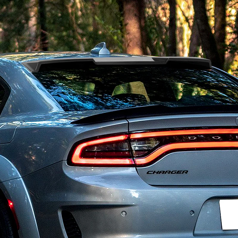 W-Power ABS VIP-Style Rear Widow Roof Visor Wing Spoiler For 2011 - 2023 Dodge Charger -Unpainted Matte Black - Image 8