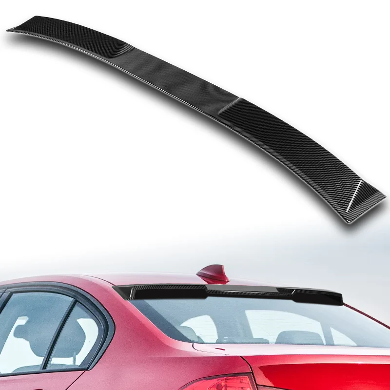 W-Power ABS VIP-Style Rear Widow Roof Visor Wing Spoiler For 2012 - 2018 BMW 3-Series F30 F80 M3 Sedan -Carbon Fiber Look - Image 5