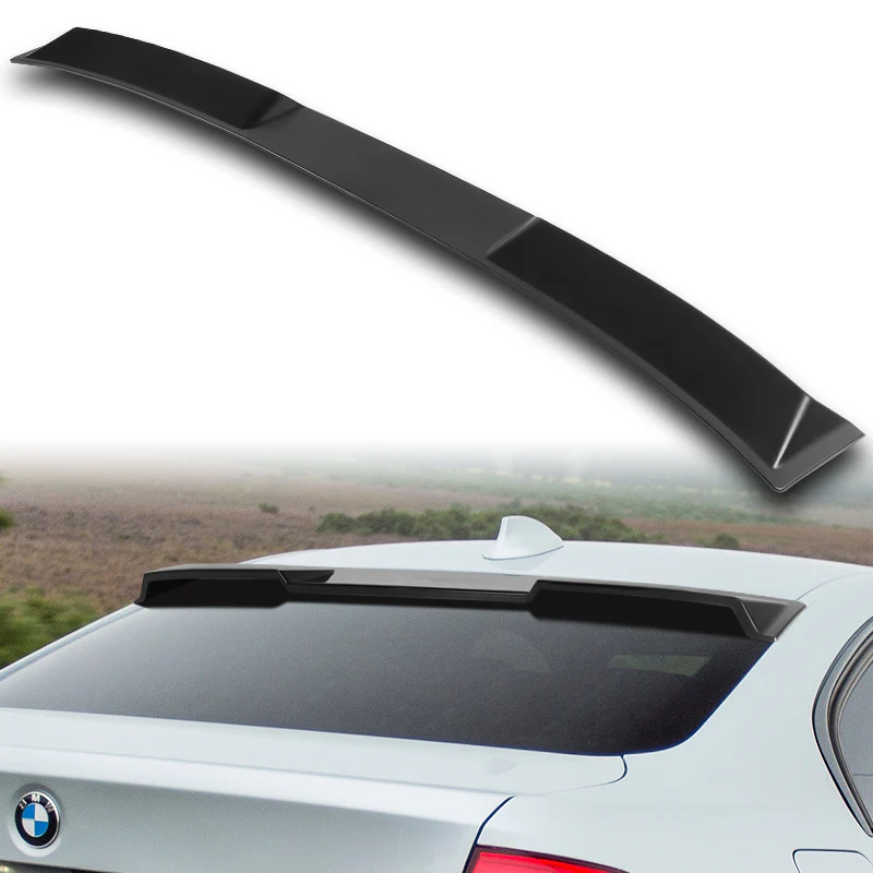 W-Power ABS VIP-Style Rear Widow Roof Visor Wing Spoiler For 2012 - 2018 BMW 3-Series F30 F80 M3 Sedan -Unpainted Matte Black - Image 6