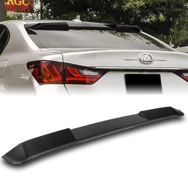 W-Power ABS VIP-Style Rear Widow Roof Visor Wing Spoiler For 2013 - 2020 Lexus GS350 GS450 GS-F Sedan -Carbon Fiber Look - Image 5